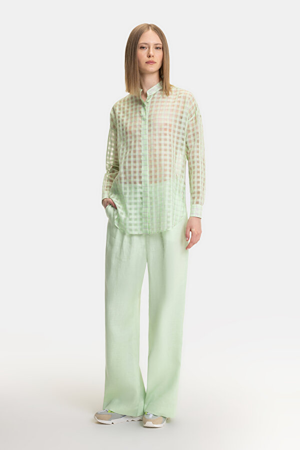 LIGHT GREEN WIDE LEG TROUSERS