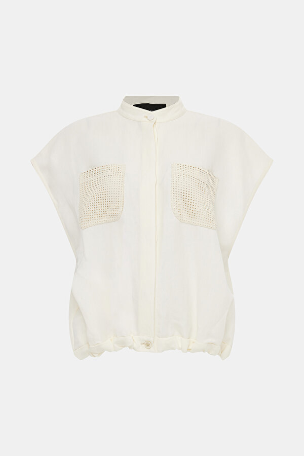 ECRU UPRIGHT COLLAR VEST