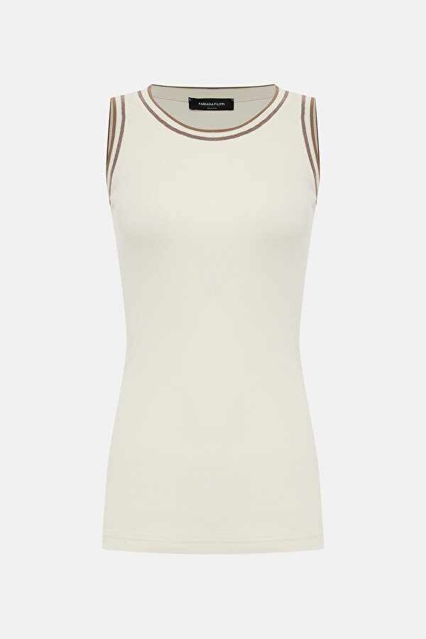 TAN BASIC / ROUND NECKLINE SLEEVELESS TSHIRT 6