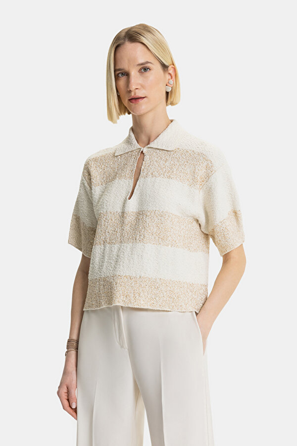 ECRU POLO NECK TRICOT