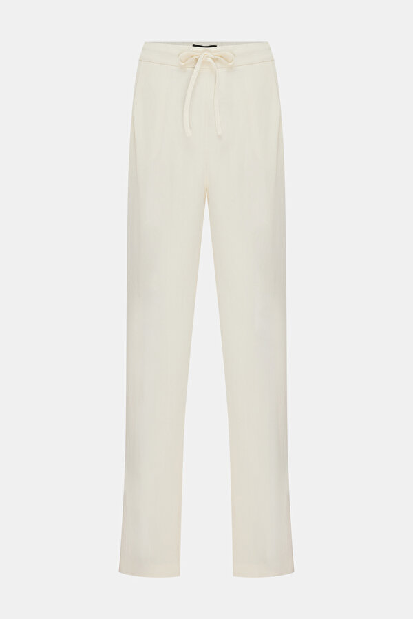 ECRU WIDE LEG TROUSERS