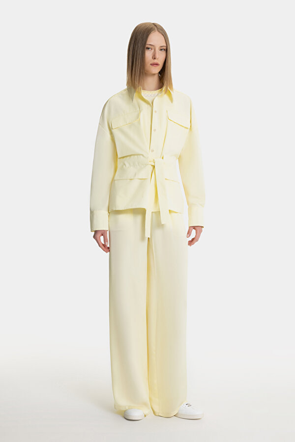 YELLOW WIDE LEG TROUSERS