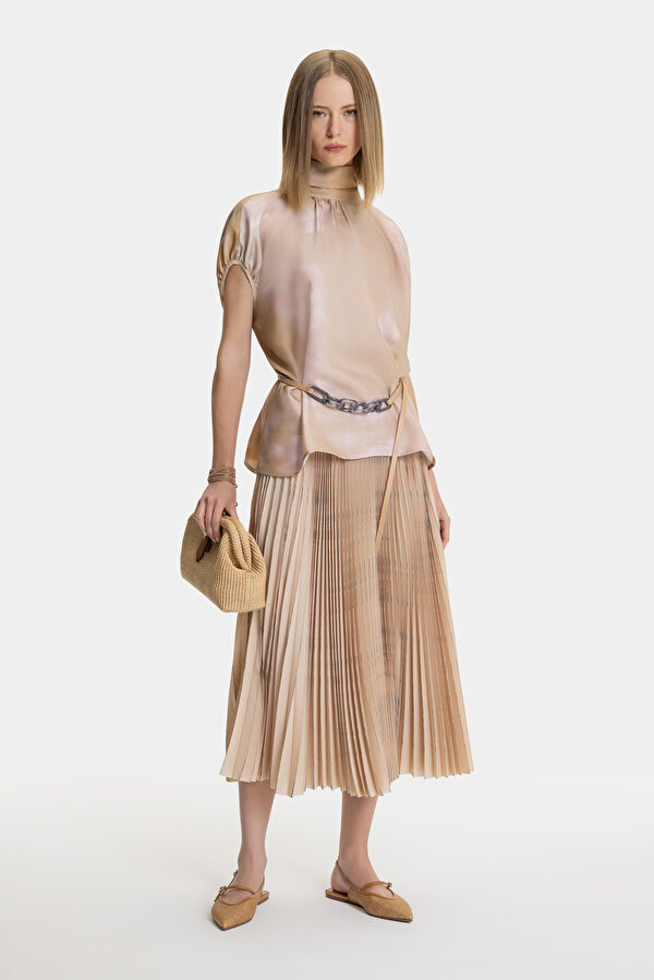 KHAKI MIDI SKIRT