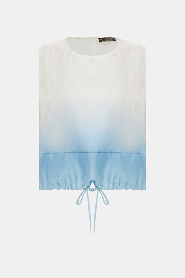 BLUE SLEEVELESS BLOUSE
