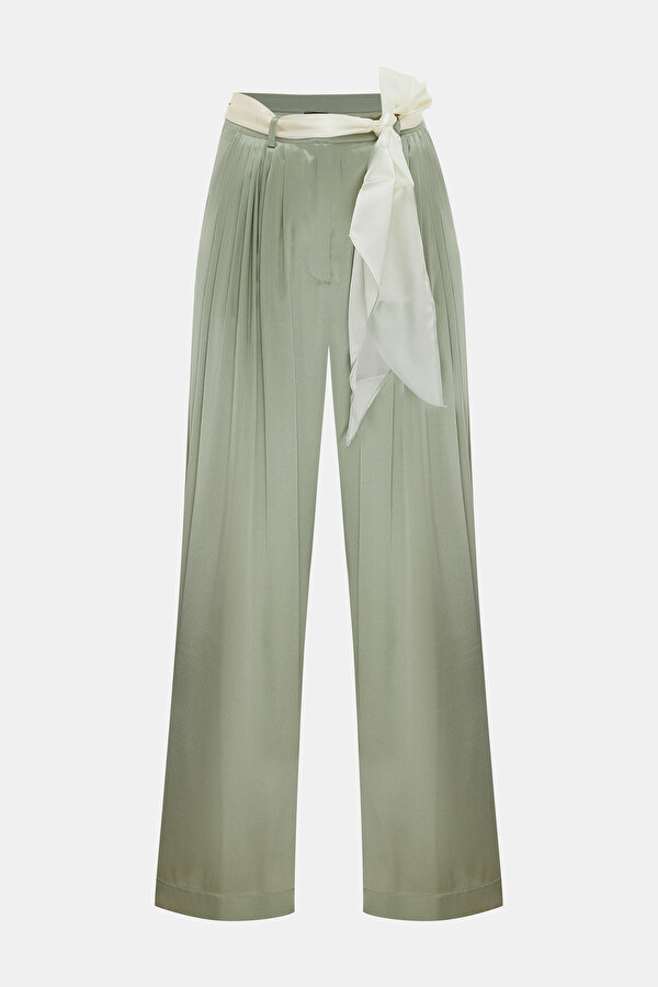 KHAKI WIDE LEG TROUSERS
