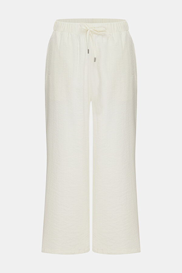 ECRU WIDE LEG TROUSERS