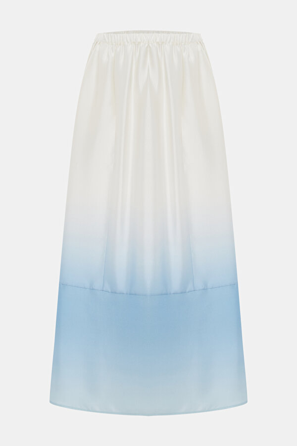 BLUE DEGRADE DESIGN SILK SKIRT