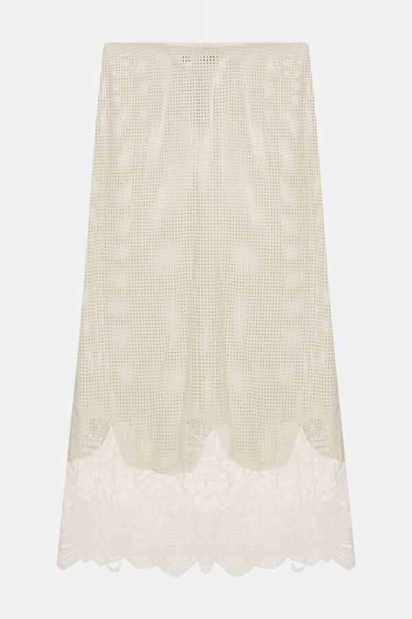 ECRU SUEDE MIDI SKIRT