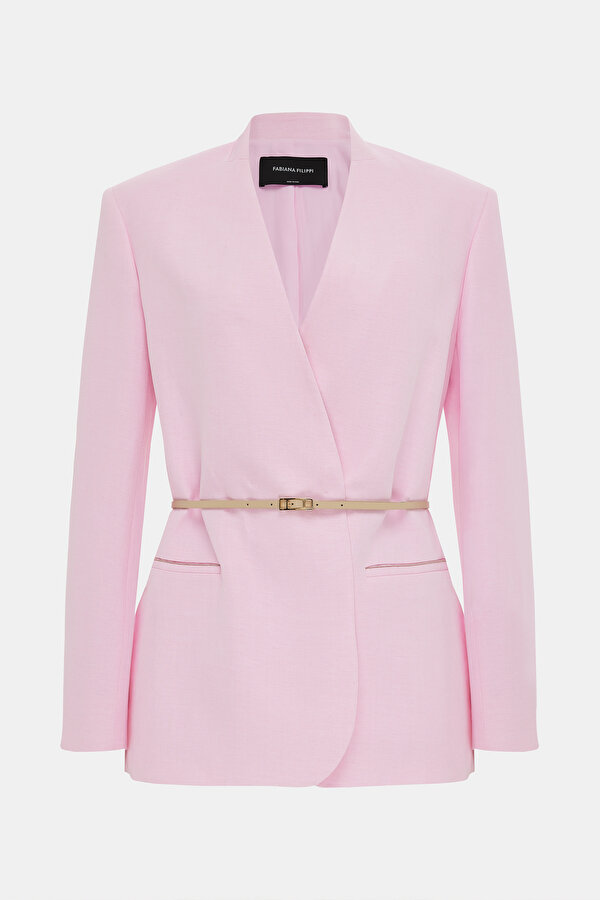 PINK SURPLICE NECKLINE (CROSS-OVER NECKLINE) JACKET