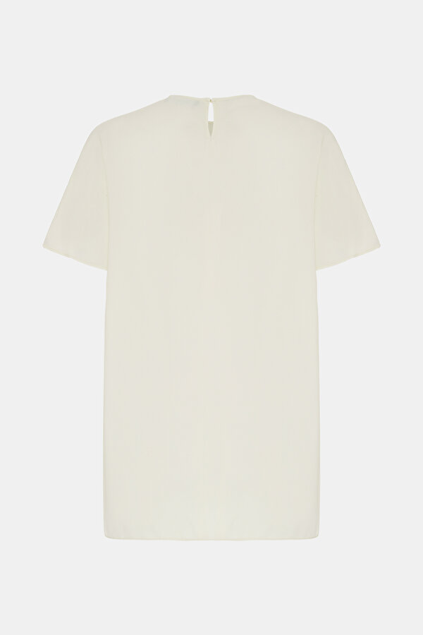 ECRU BASIC / ROUND NECKLINE SHORT SLEEVE BLOUSE 6