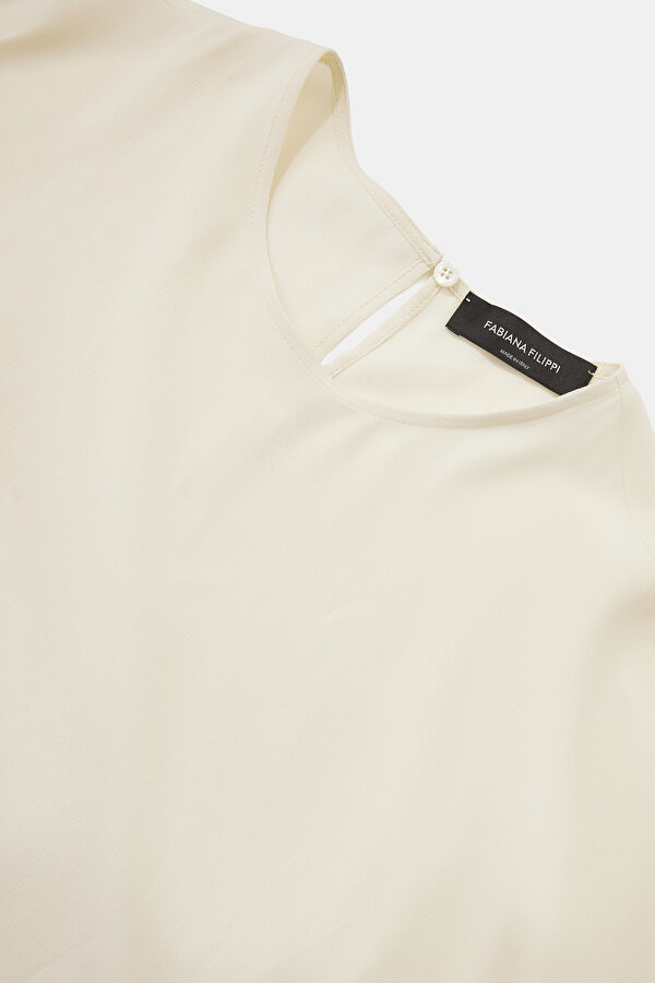 ECRU BASIC / ROUND NECKLINE SHORT SLEEVE BLOUSE 7