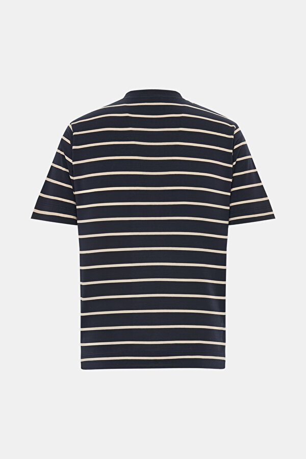 BİSİKLET YAKALI KISA KOL ENİNE ÇİZGİLİ T-SHIRT 2