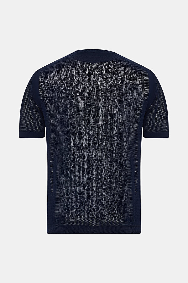 BİSİKLET YAKALI FİLE ÖRGÜ TRİKO T-SHIRT 2