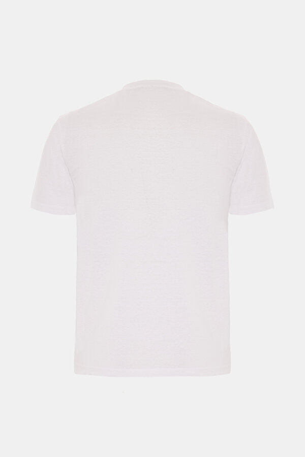 BİSİKLET YAKALI KISA KOL LİKRALI KETEN T-SHIRT 2