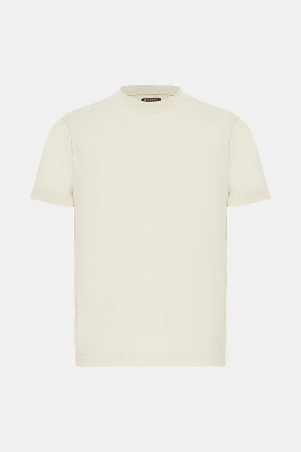 BİSİKLET YAKALI KISA KOL İPEK PAMUK T-SHIRT