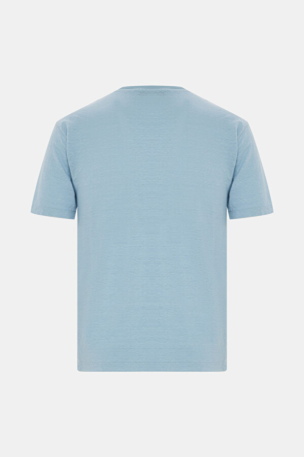 BİSİKLET YAKALI KISA KOL LİKRALI KETEN T-SHIRT 2
