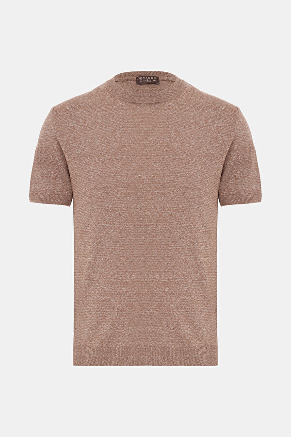 BİSİKLET YAKALI KISA KOL MELANJLI TRİKO T-SHIRT