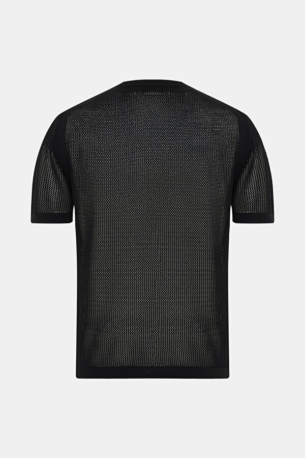 BİSİKLET YAKALI FİLE ÖRGÜ TRİKO T-SHIRT 2