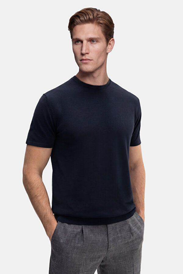 BİSİKLET YAKALI KISA KOL KOTON KREP TRİKO TSHIRT