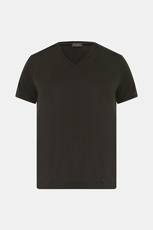V YAKALI KISA KOL T-SHIRT