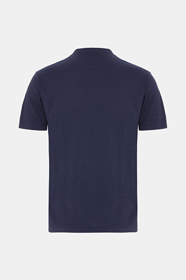 BİSİKLET YAKALI KISA KOL LİKRALI KETEN T-SHIRT 2