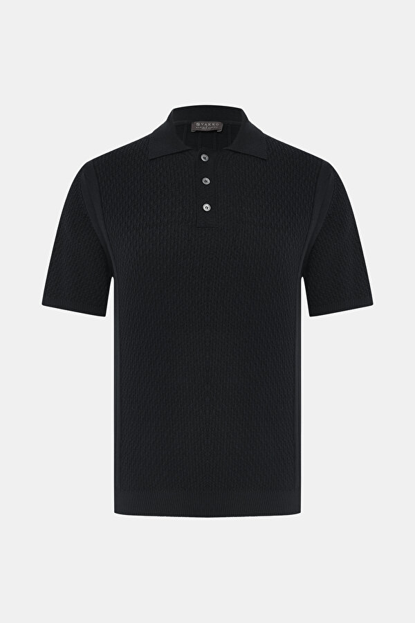 BLACK POLO NECK SHORT SLEEVE TSHIRT 7