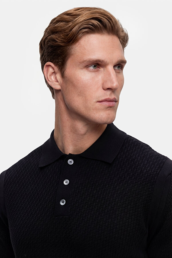 BLACK POLO NECK SHORT SLEEVE TSHIRT 6