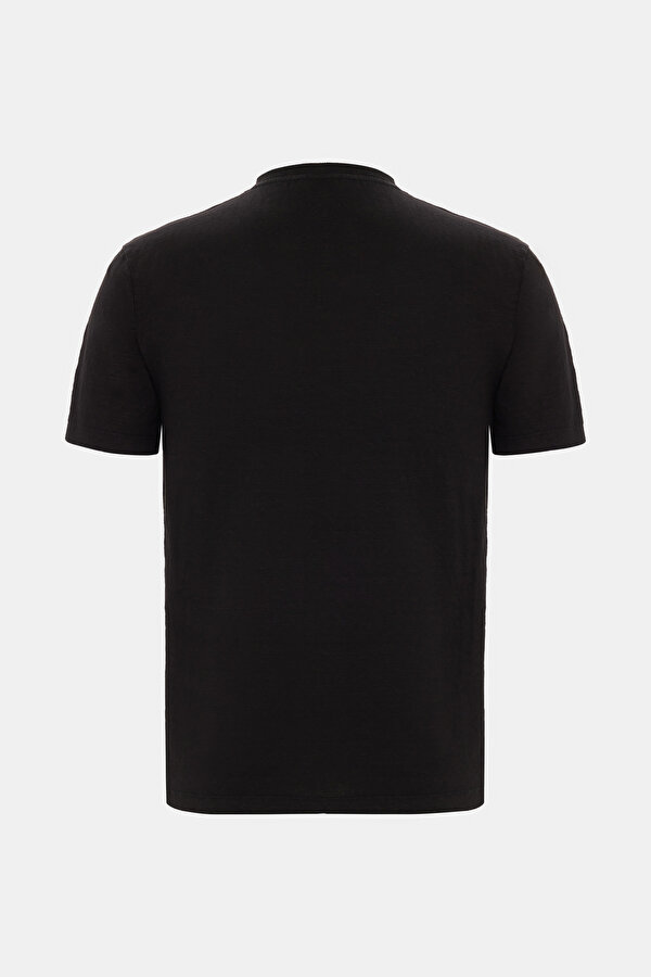 BİSİKLET YAKALI KISA KOL LİKRALI KETEN T-SHIRT 2