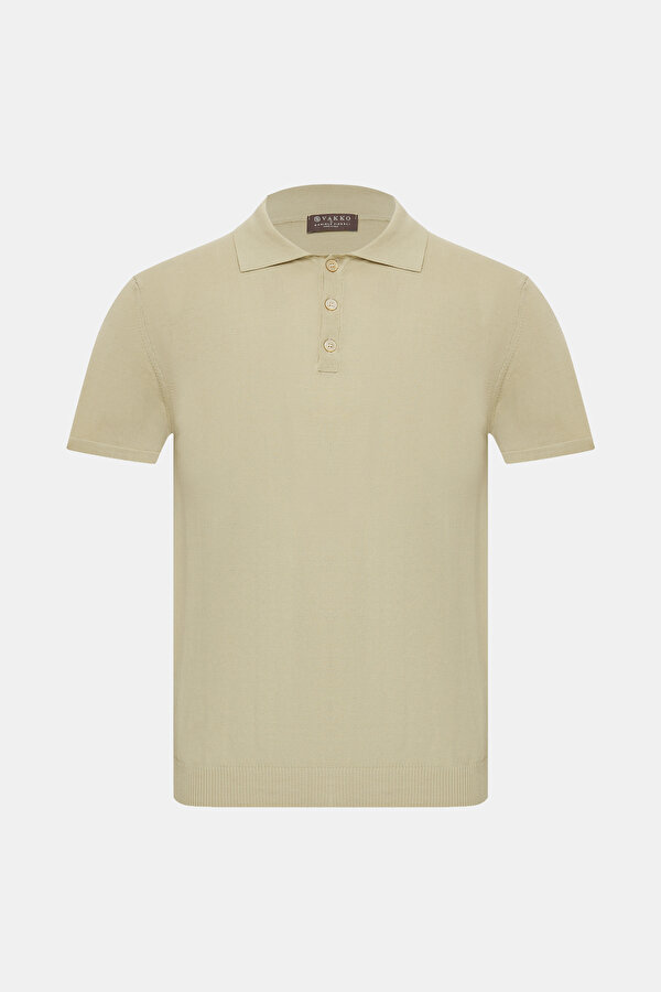 SAND POLO NECK SHORT SLEEVE TSHIRT