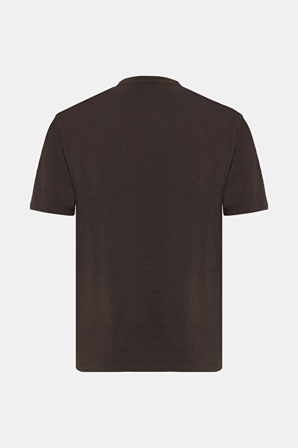 BİSİKLET YAKALI KISA KOL LİKRALI KETEN T-SHIRT 2