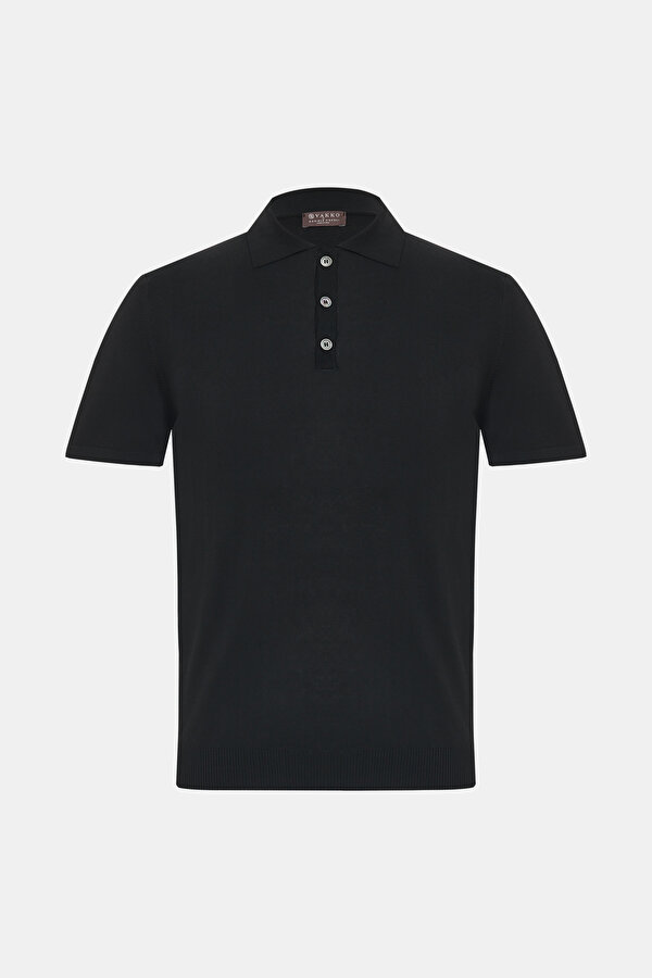 BLACK POLO NECK SHORT SLEEVE TSHIRT 6