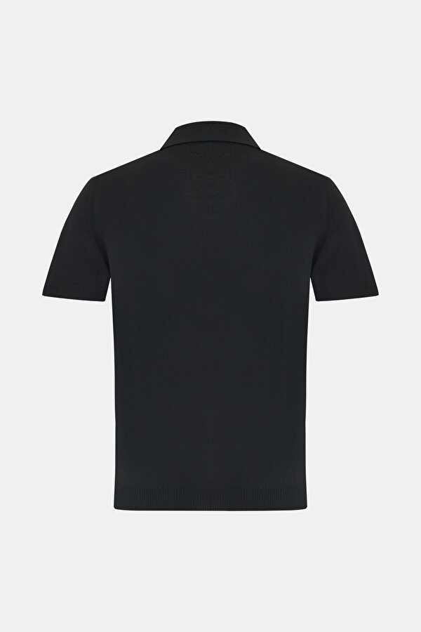 BLACK POLO NECK SHORT SLEEVE TSHIRT 7
