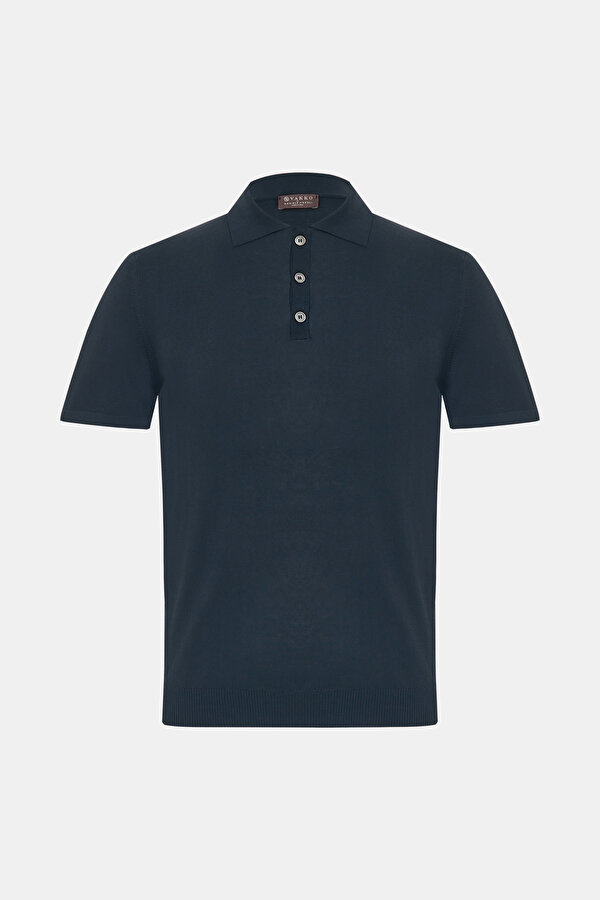 NAVY BLUE POLO NECK SHORT SLEEVE TSHIRT
