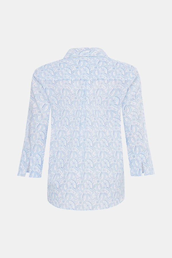 LIGHT BLUE POLO NECK 3/4 SLEEVES BLOUSE 7