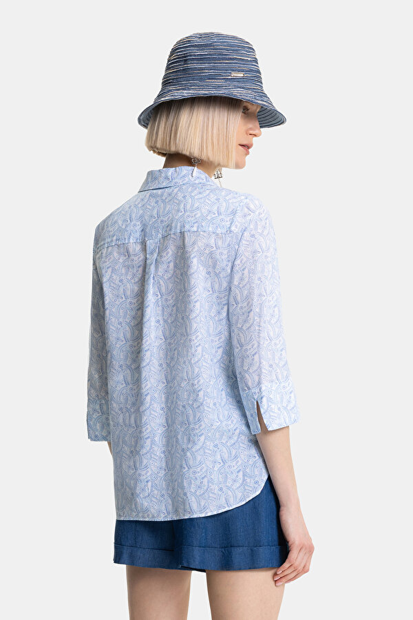LIGHT BLUE POLO NECK 3/4 SLEEVES BLOUSE 2
