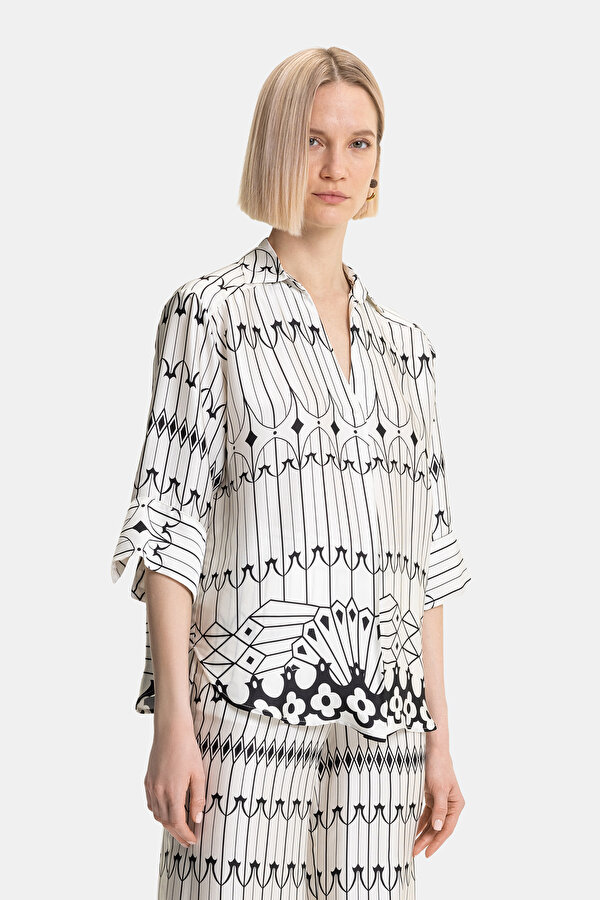 WHITE 3/4 SLEEVES BLOUSE