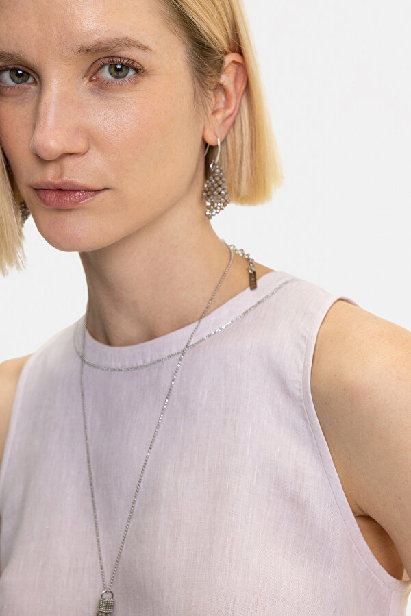 POWDER BASIC / ROUND NECKLINE SLEEVELESS BLOUSE 7