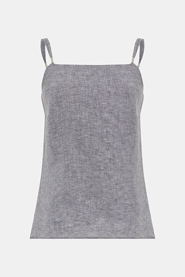 BLUE SQUARE SLEEVELESS SUSPENDER BLOUSE 6