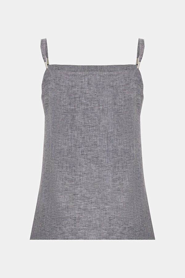 BLUE SQUARE SLEEVELESS SUSPENDER BLOUSE 7