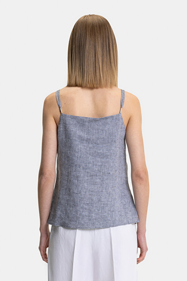 BLUE SQUARE SLEEVELESS SUSPENDER BLOUSE 2