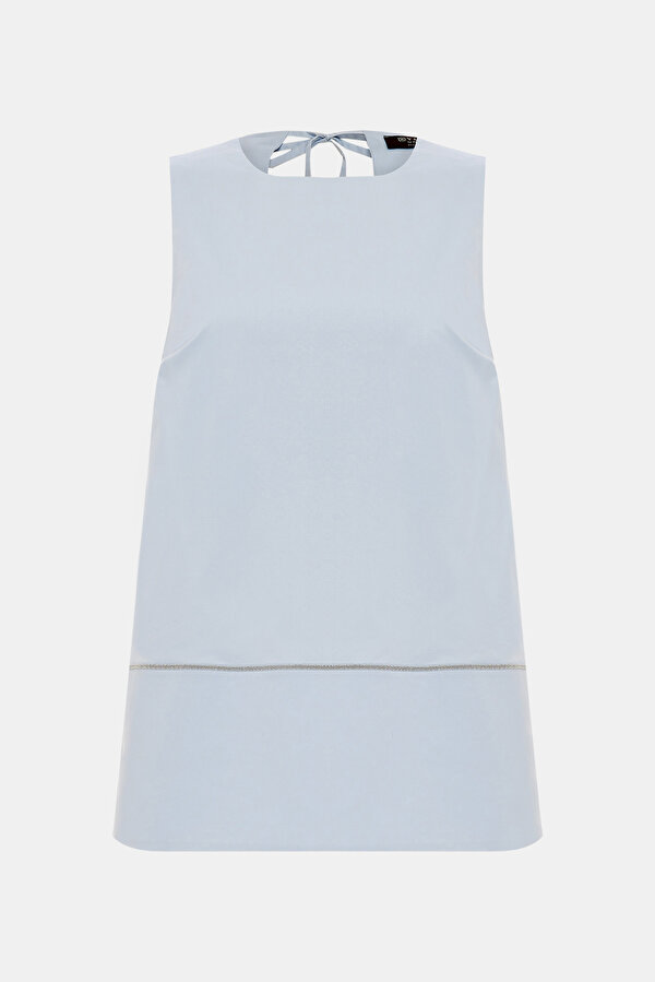 GREY BASIC / ROUND NECKLINE SLEEVELESS BLOUSE
