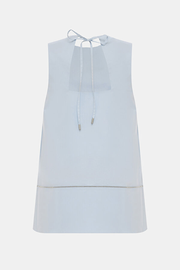 GREY BASIC / ROUND NECKLINE SLEEVELESS BLOUSE 2