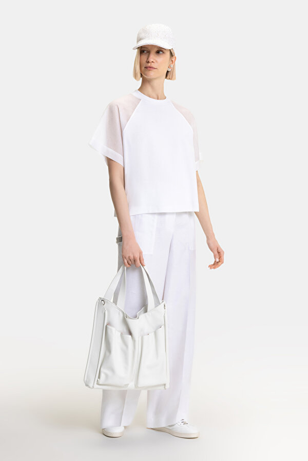 WHITE WIDE LEG TROUSERS