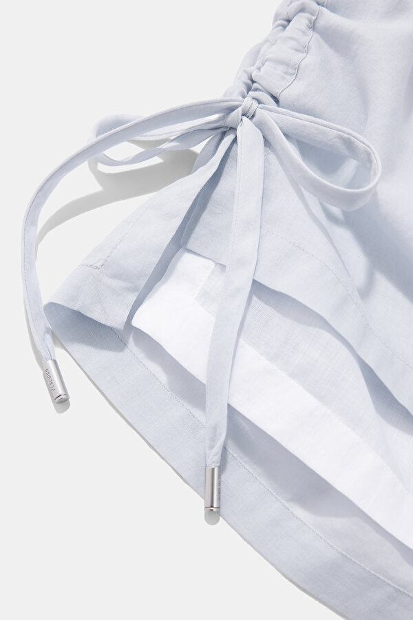 LIGHT BLUE BASIC / ROUND NECKLINE SLEEVELESS BLOUSE 12