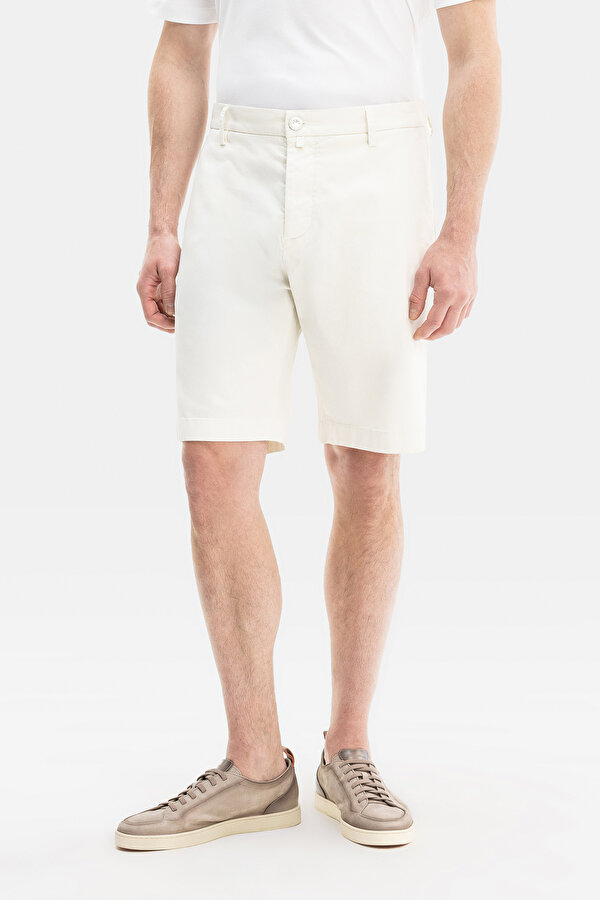 WHITE COTTON ELASTANE BERMUDA 2