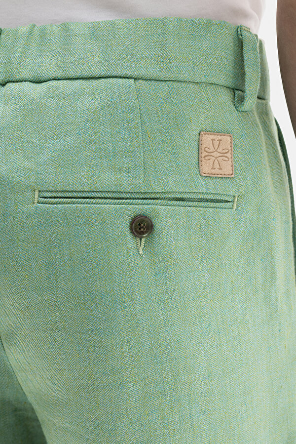 LIGHT GREEN HERRINGBONE LINEN BERMUDA 6