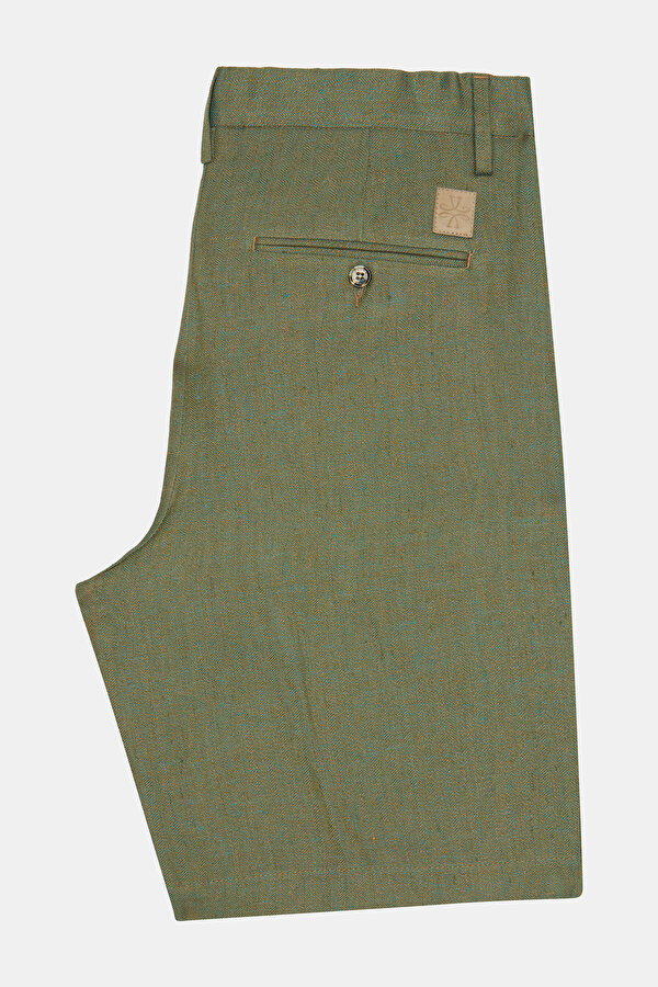 BLUE HERRINGBONE LINEN BERMUDA 2