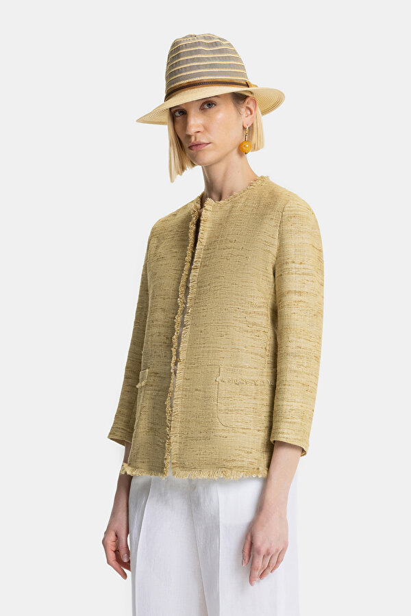 BEIGE BASIC / ROUND NECKLINE JACKET