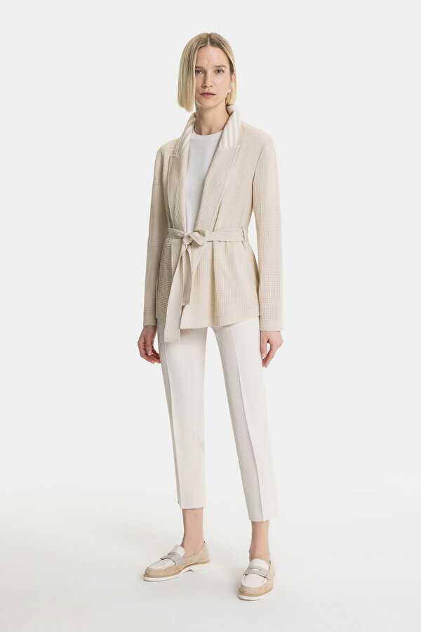 BEIGE WIDE LEG TROUSERS