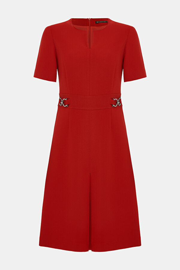 RED SHORT SLEEVE ABOVE THE KNEE DRESS